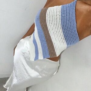 Striped Crochet Halter Top